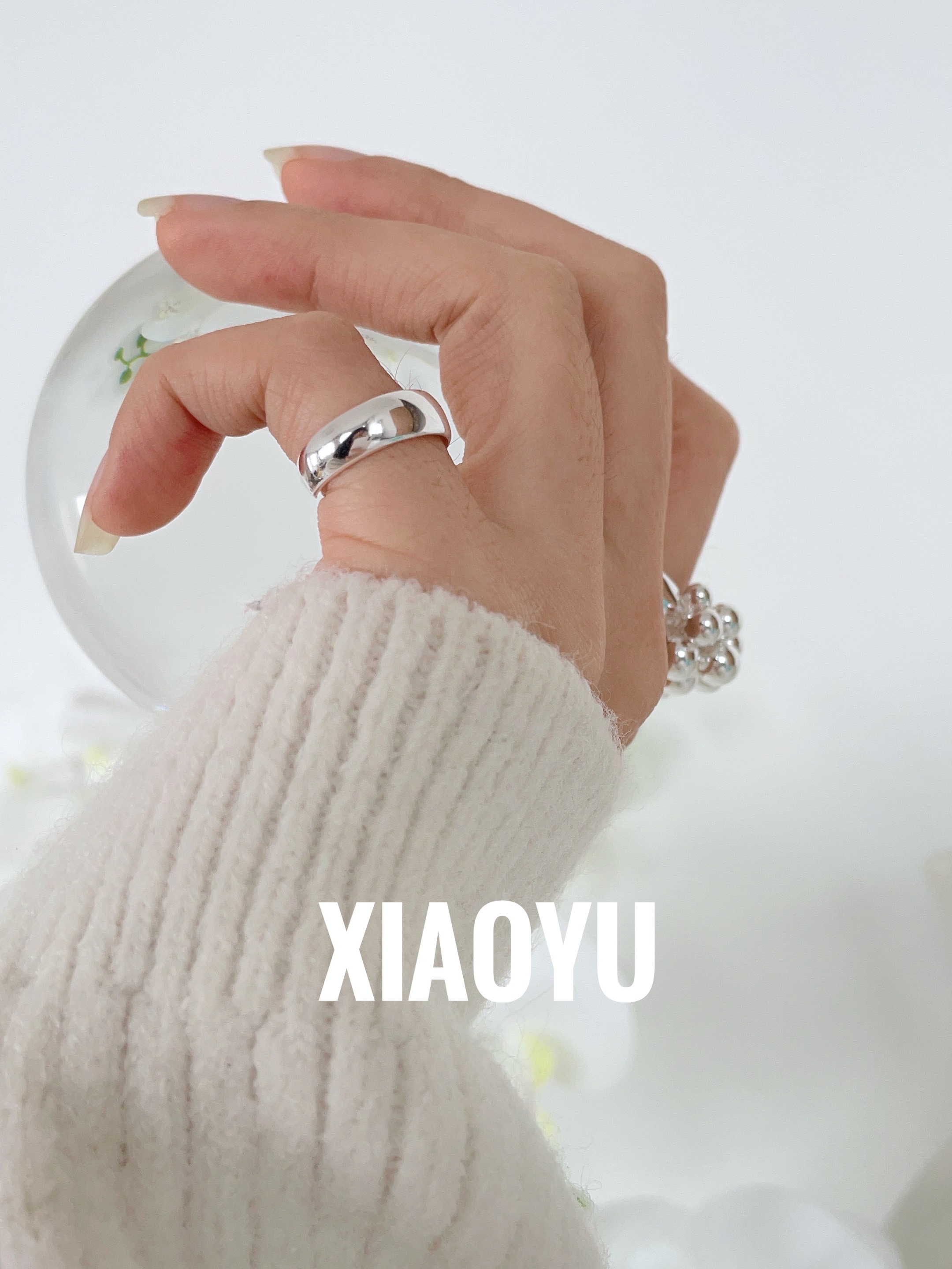 925银戒指 人手一个基础款s925纯银圆弧尾戒素圈关节戒可调节韩版