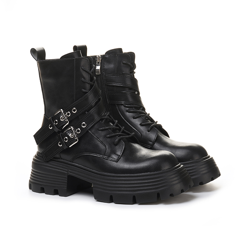 2024厚底马丁靴春秋冬新款小个子增高短靴