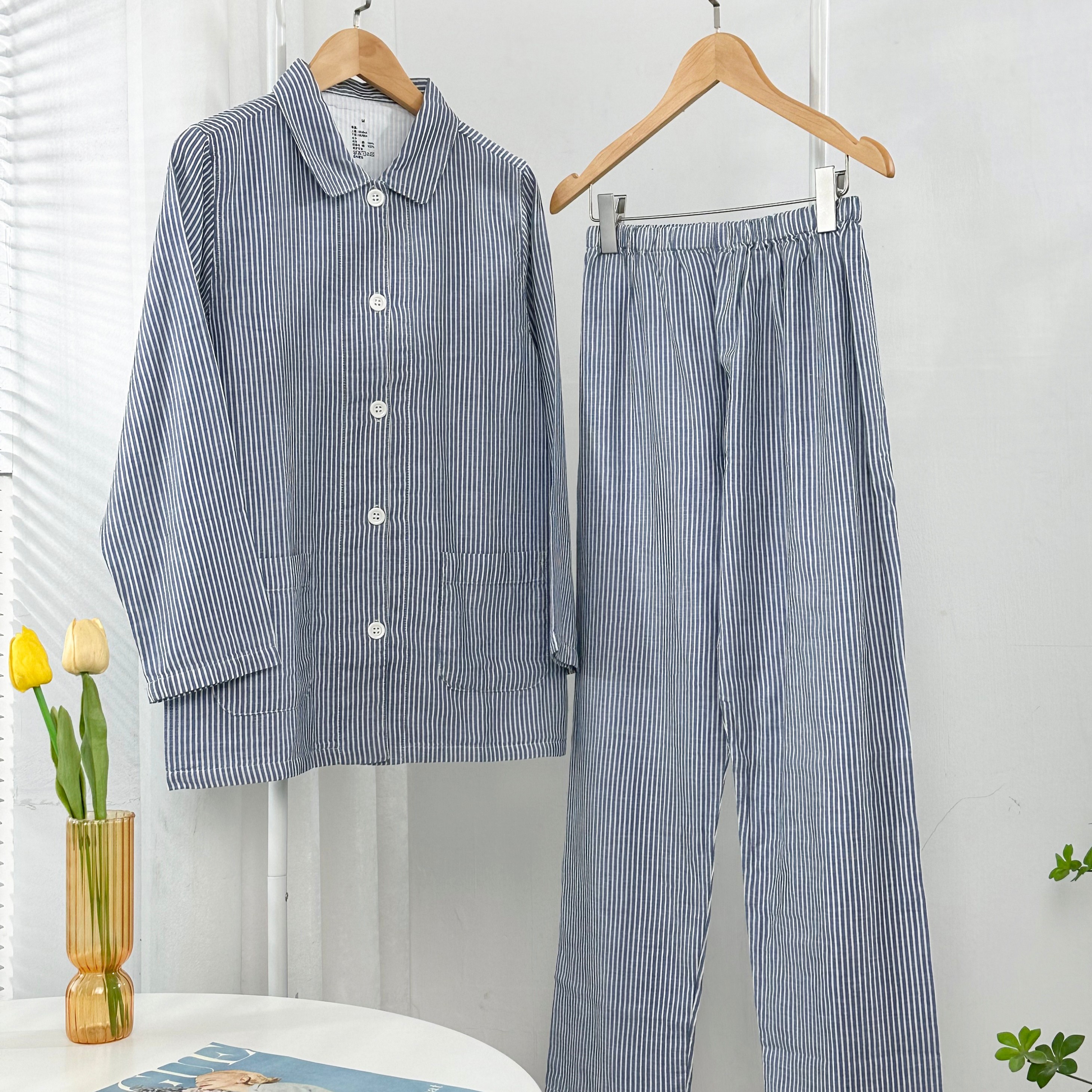 宜色家【断码捡漏】全棉日式双层纱长袖宽松居家居服睡衣老板专属