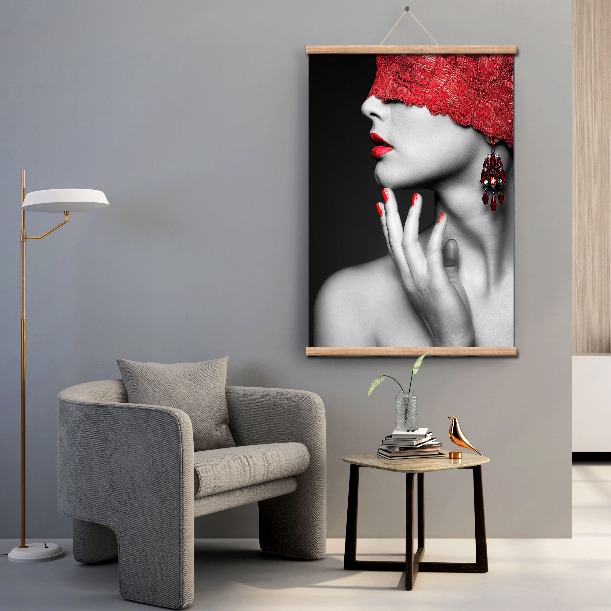 艺术美女人物装饰画现代简约玄关楼梯黑白灰走廊背影性感实木挂画