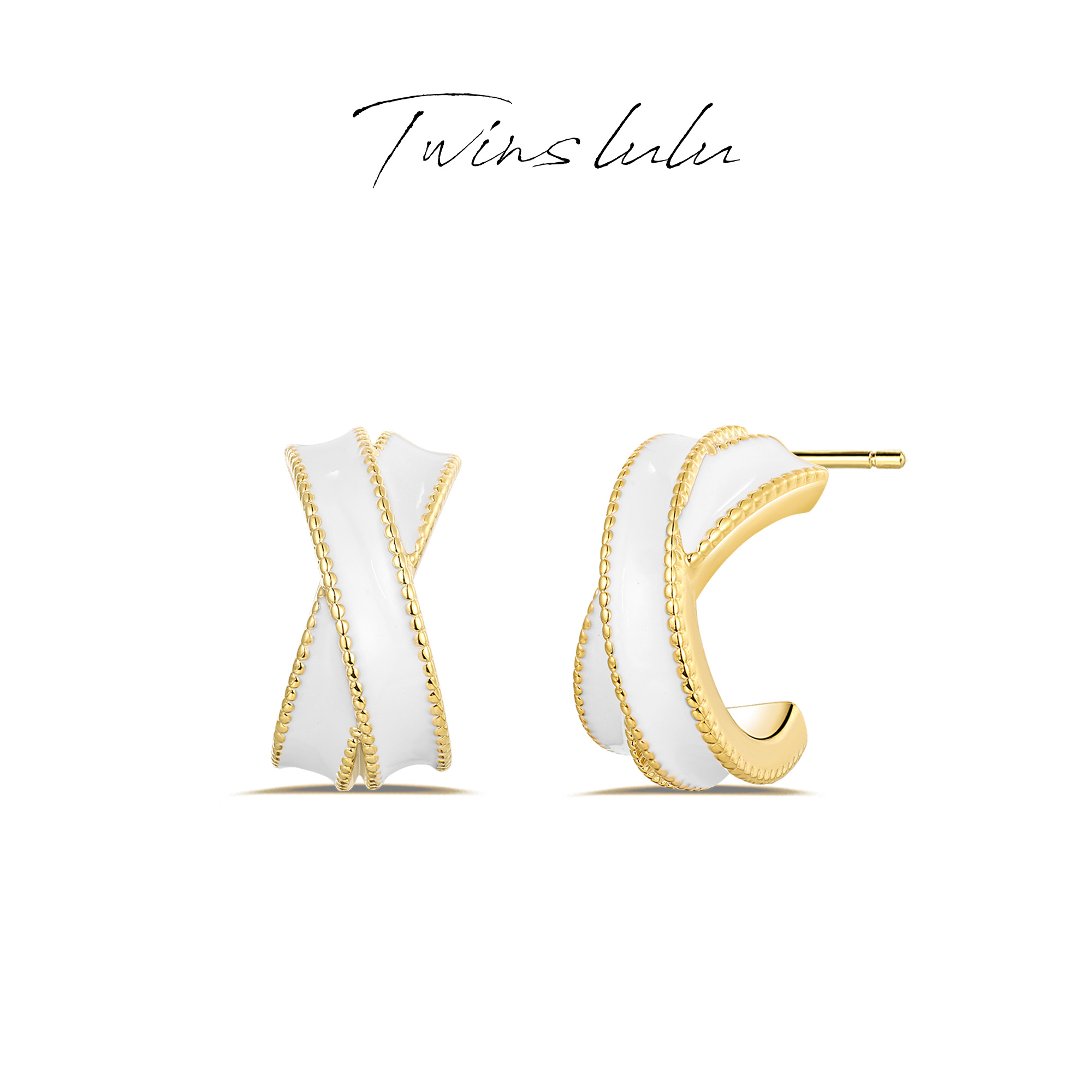 铜合金珐琅耳饰 【官方正品】法式【交响曲】交叉C型耳环TSL1513