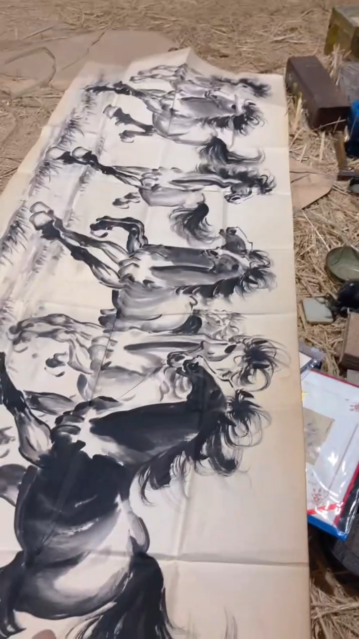 【闪购商品】绘画水墨八骏图画心