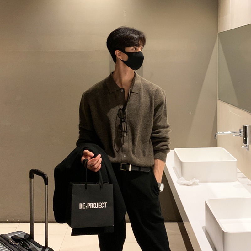 polo领开衫针织毛衣男士高档春秋爆款2025新款毛线衣内搭开衫毛衣