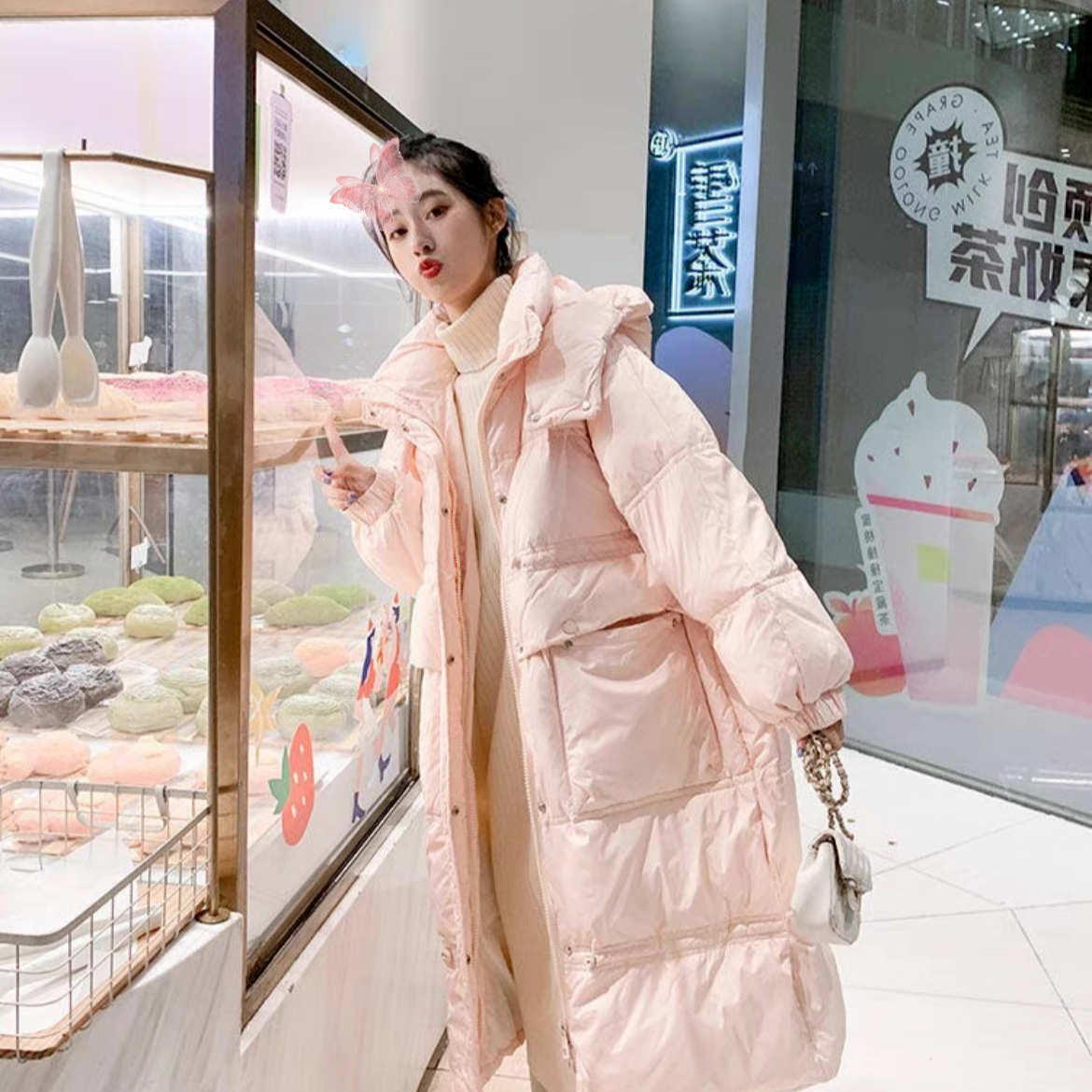 小个子改版定制羽绒服中长款白鸭绒女百搭冬外套显瘦设计师款