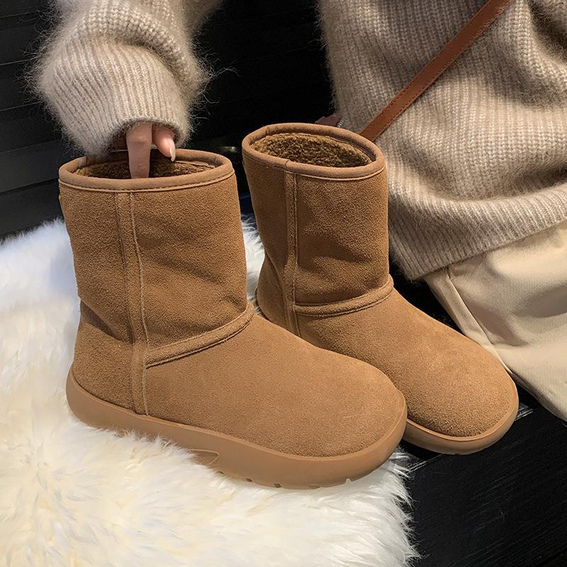 皮毛一体厚底雪地靴女款冬季2023新款加绒加厚保暖东北大棉鞋