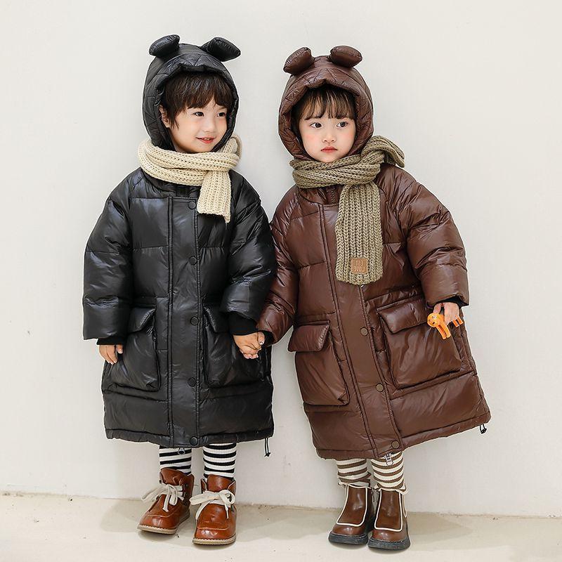 儿童免洗羽绒服男女童新款中小童过膝中长款洋气加厚外套清仓大促