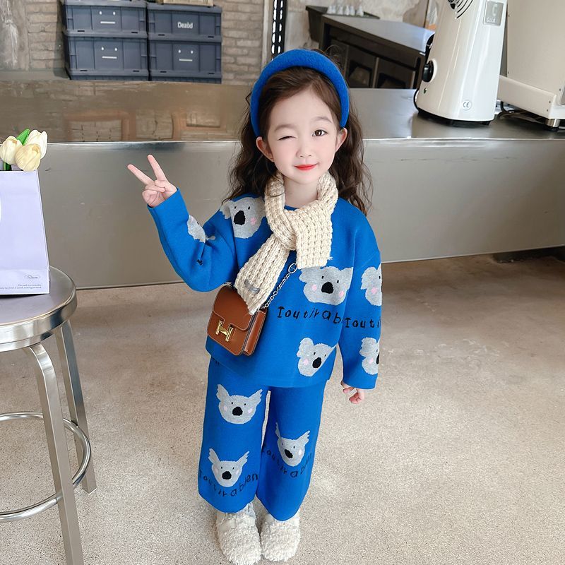 米乐熊童装哆哆童装女童秋款套装新款女宝宝针织韩版洋气儿童毛衣