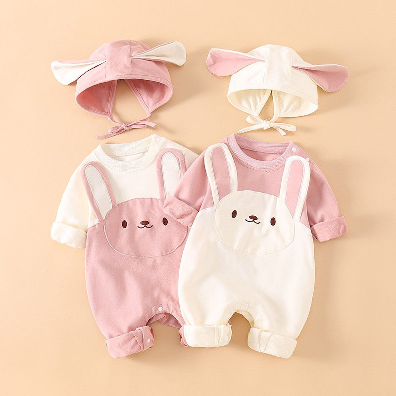 米乐熊童装婴儿连体衣春秋季可爱哈衣女宝宝春秋套装超萌长袖满月