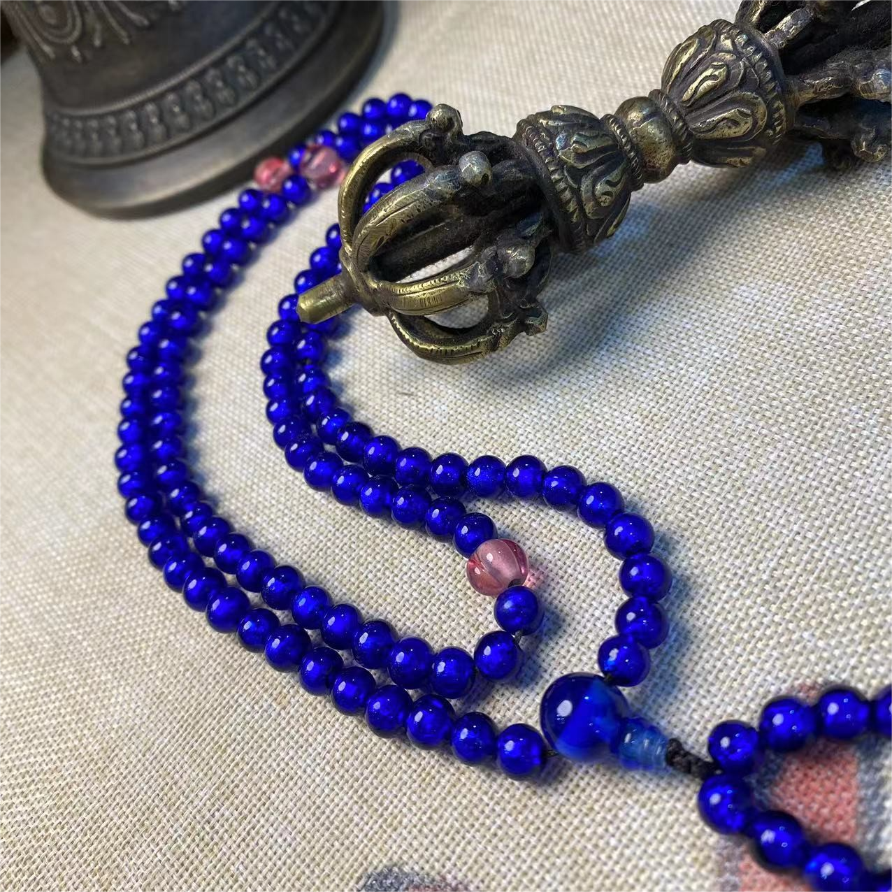 非金属布艺项链 布艺项链（三宝) 矢车菊蓝多圈