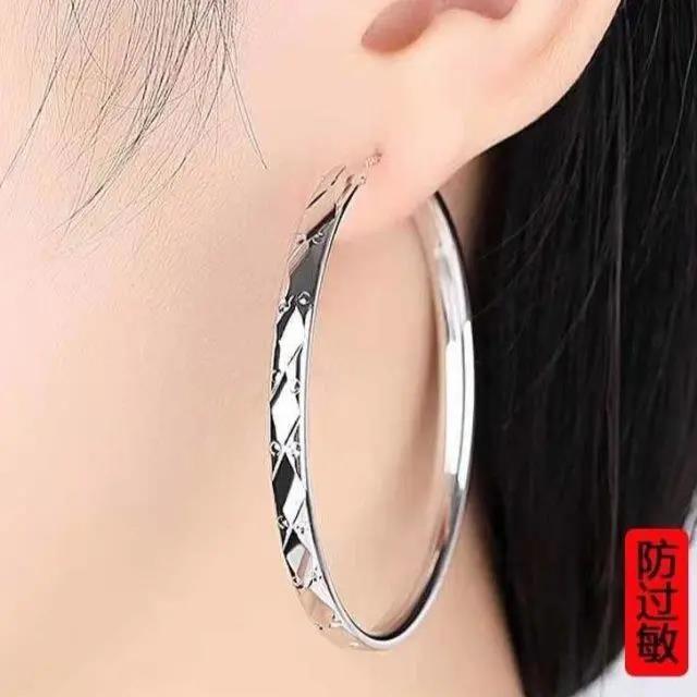 足银耳饰 老风凰9999纯银耳环9999纯银925纯银针防过敏环女大耳圈