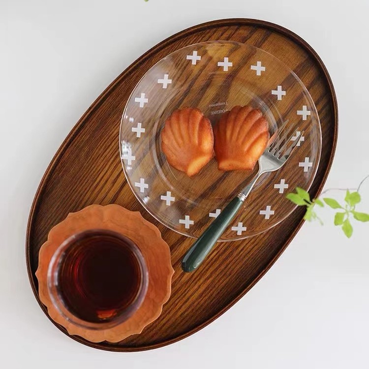 水曲柳复古木质茶托盘椭圆形实木餐盘家用收纳