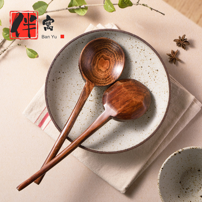创意加长柄饭勺大号拉面勺子厨房盛汤木质家用勺螺蛳粉喝粥大勺