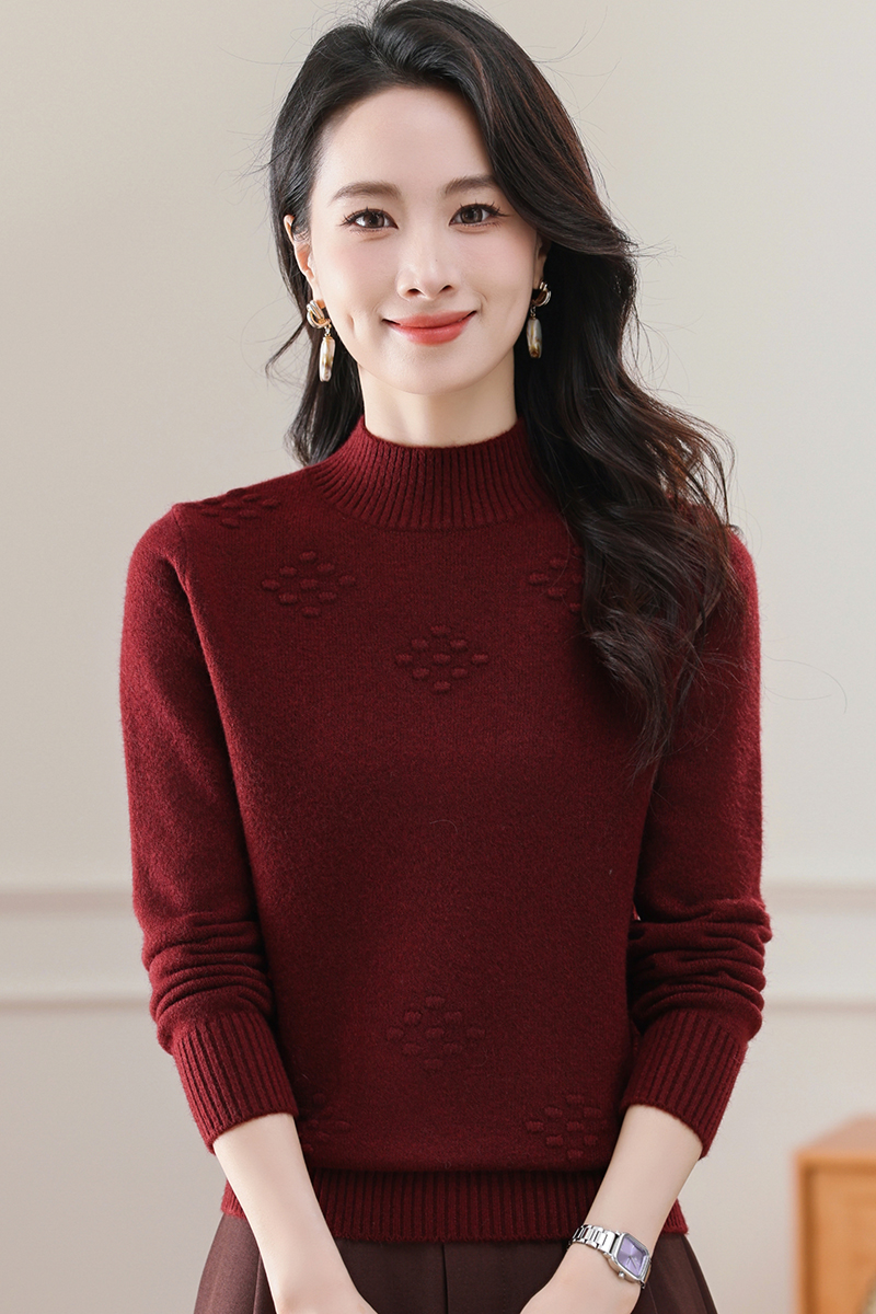 2024新款冬季女士半高领毛衣加厚保暖洋气时尚宽松显瘦打底气质