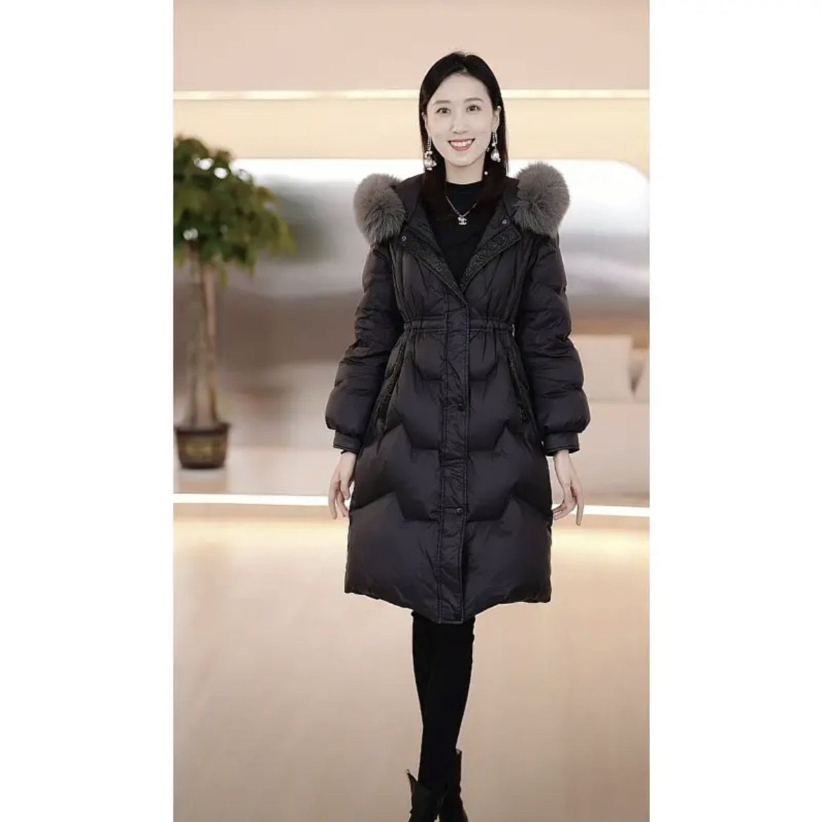 雅鹿中长款羽绒服女2023冬季新款高档洋气高腰显瘦时尚爆大秋冬款