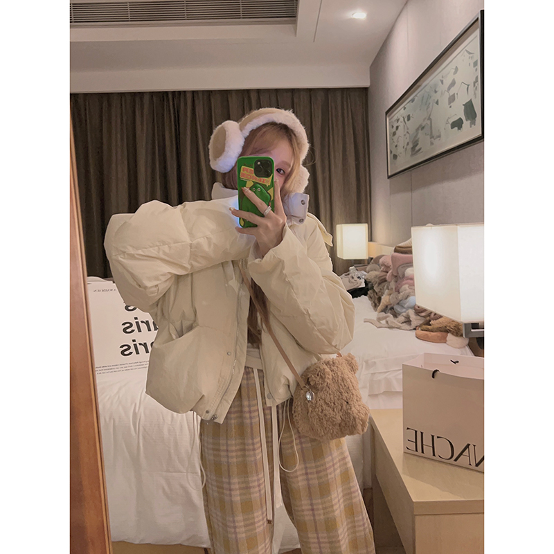 Yukiss直播【小奶包90白鸭绒/帽子可拆面包羽绒服】轻感羽绒服A3598