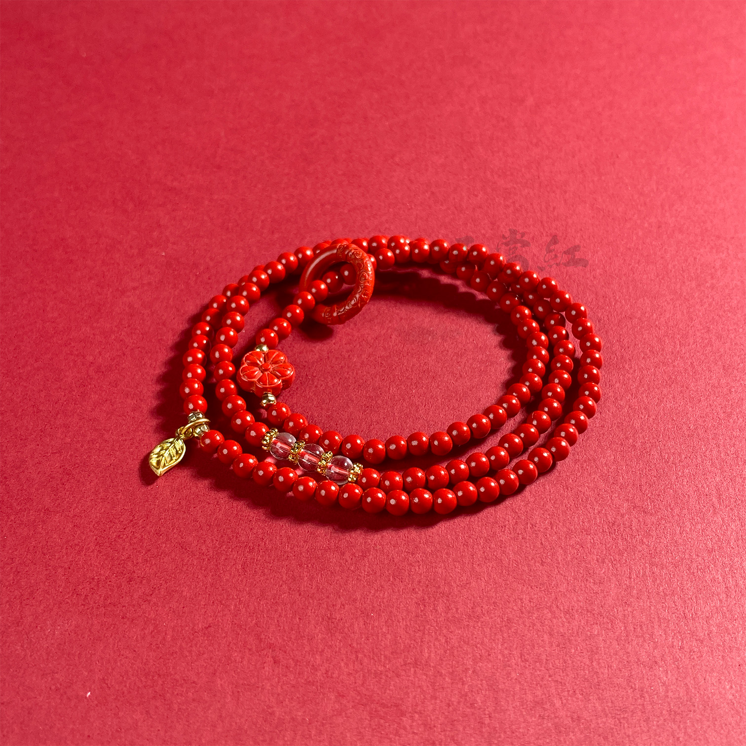 含辰砂工艺品新款朱砂4mm多圈红砂珠串气质时尚简约百搭女款爆款
