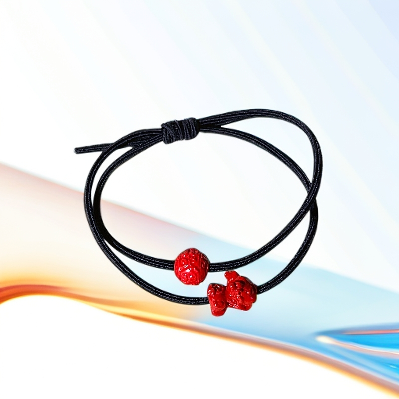 含辰砂工艺品中含量红砂貔貅头绳转运不伤发发圈皮筋少女本命年