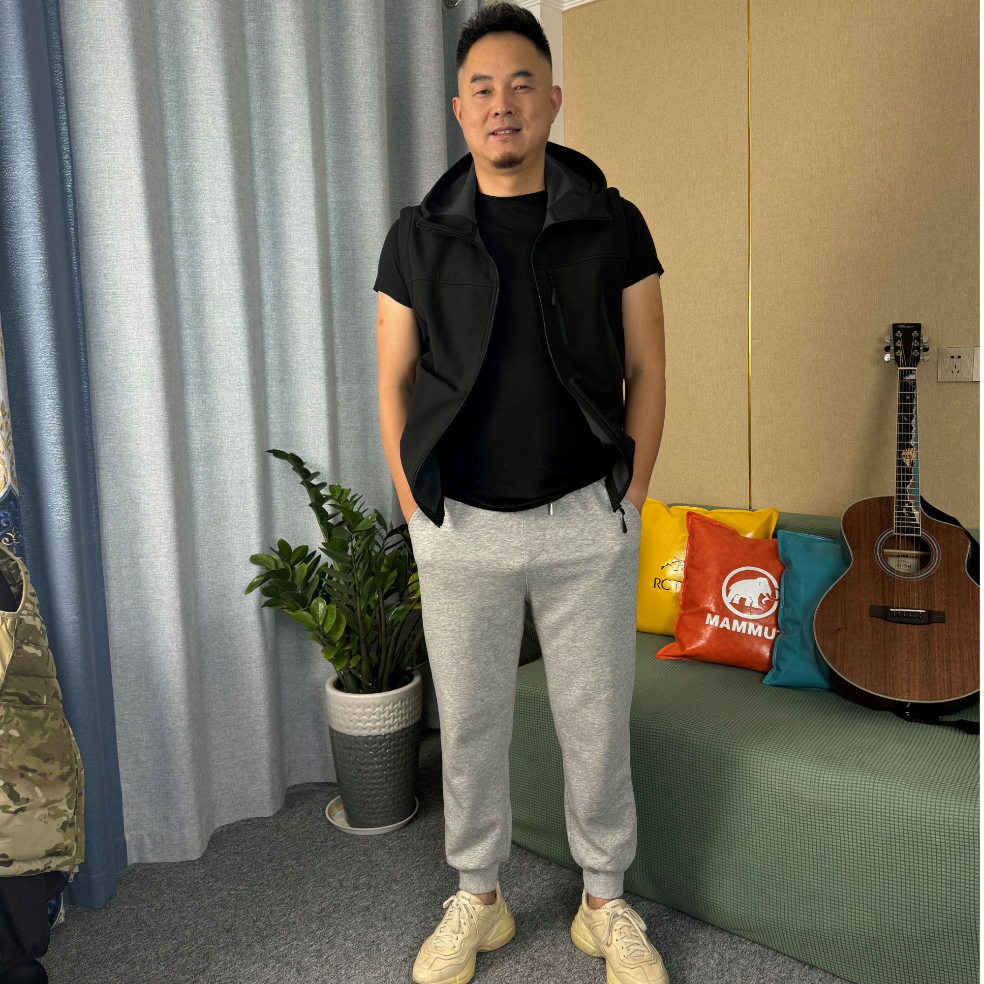 高透软壳PTFE连帽马甲黑色商务版（YKK）舒适男款休闲潮流宽松透气