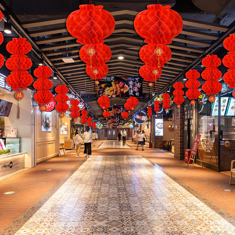 2024新年龙年春节新春新款小红纸灯笼过年户外树上挂饰挂件装饰品