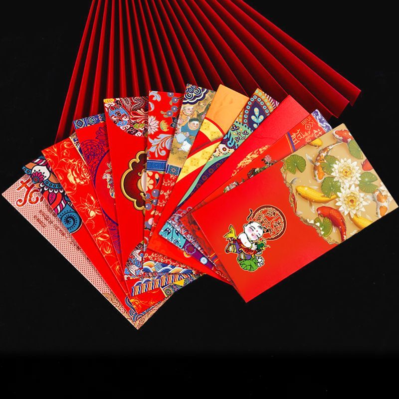 龙年高端档国潮新年贺卡2024春节压岁钱创意高级感过拜年贺喜卡片