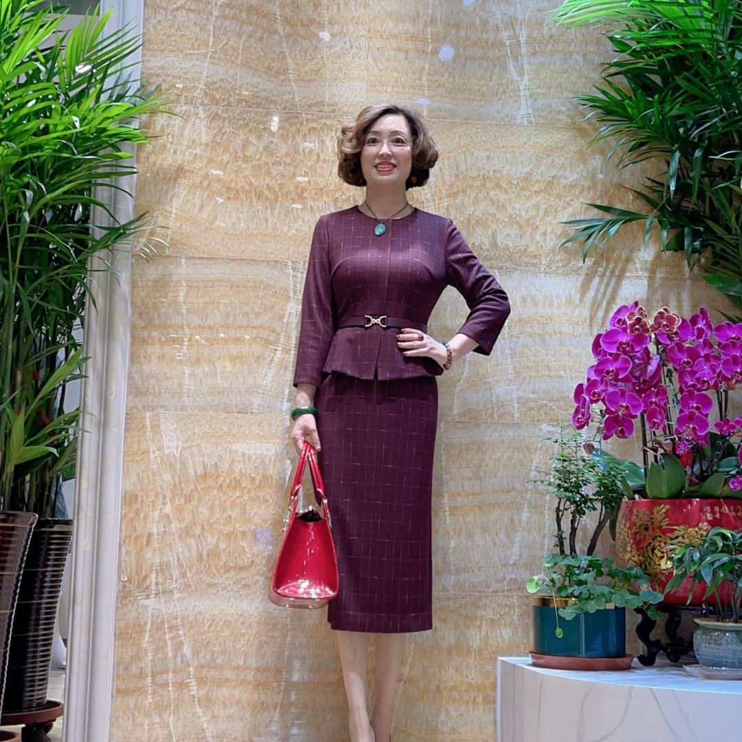 慕天姿170060小圆领毛料优雅气质时尚显瘦高端春秋冬长袖中长款