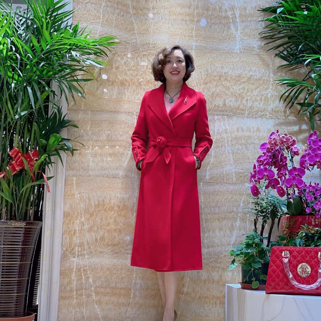 轻奢双面呢大衣889红色卡其色气质修身显瘦百搭洋气中长款秋冬