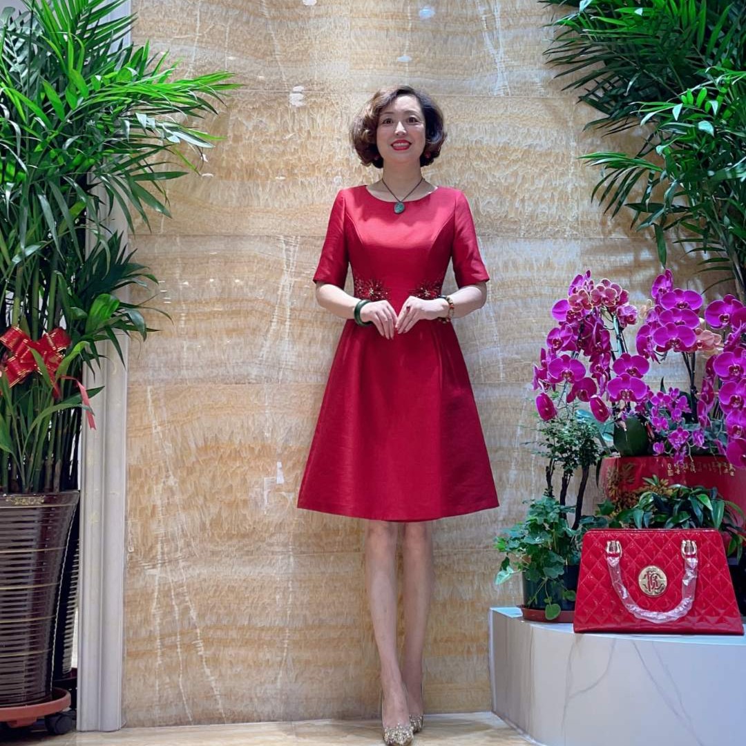 六礼15077喜庆红鱼礼服蓝色红色粉色喜婆婆喜妈妈婚礼妈妈礼服