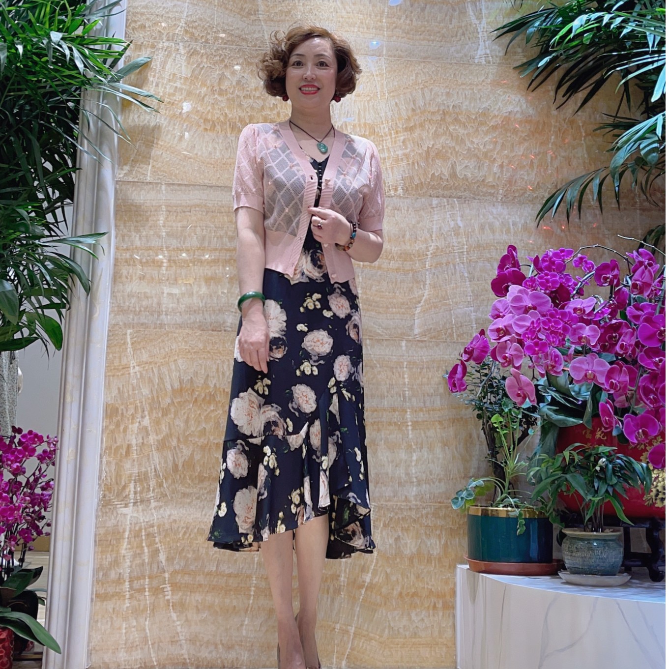 气质洋气时尚两件套连衣裙2110修身显瘦碎花百搭减龄夏季中长款