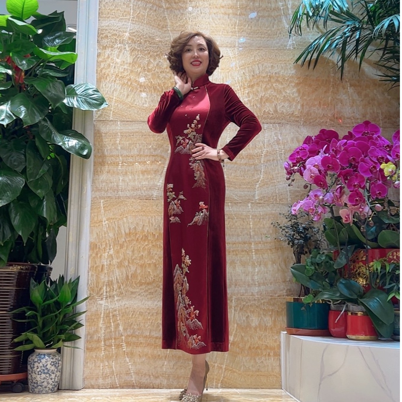 六礼17899金玉满堂高端国风婚礼旗袍气质修身显瘦长袖复古优雅