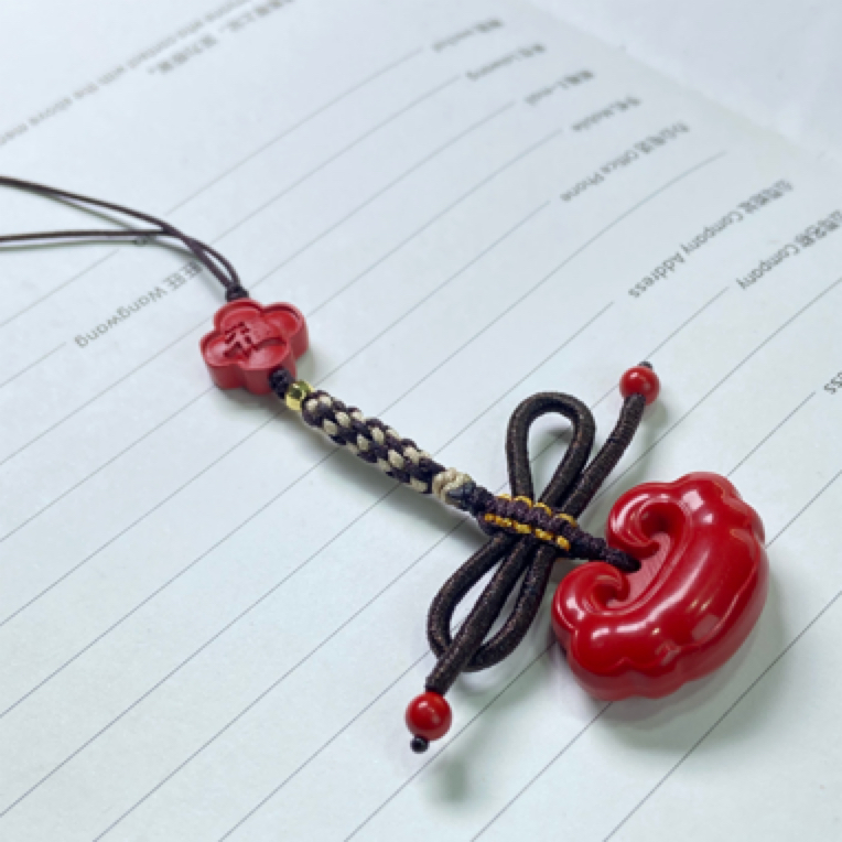 含辰砂工艺品高含量设计款水飞红砂款平安如意锁