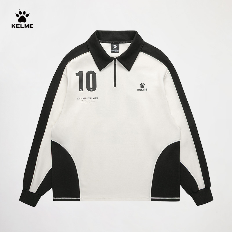 KELME/卡尔美甄选翻领卫衣男女秋冬新款运动套头衫时尚撞色休闲D