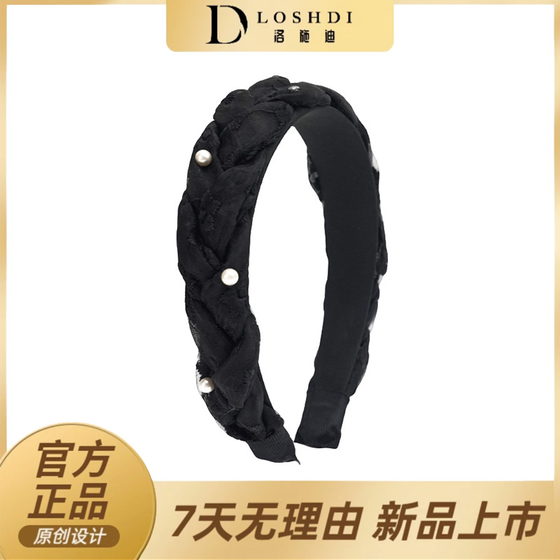 LOSHDI复古法式【初晴】手工时尚气质黑色发箍百搭麻花编织宽边头饰