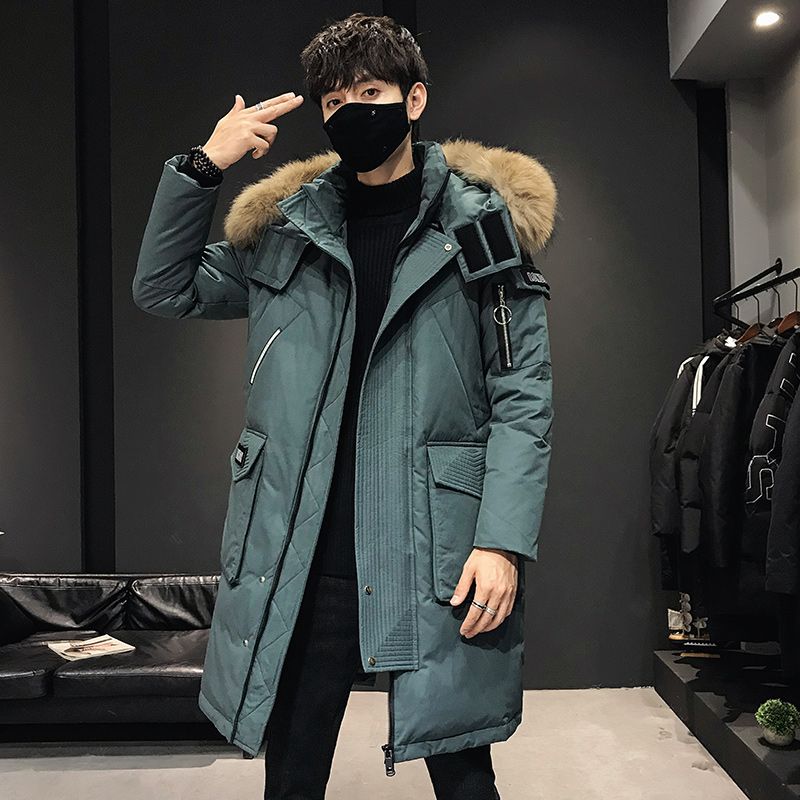 羽绒服中长款男士青年学生工装大码过膝新款冬季加厚保暖外套潮牌
