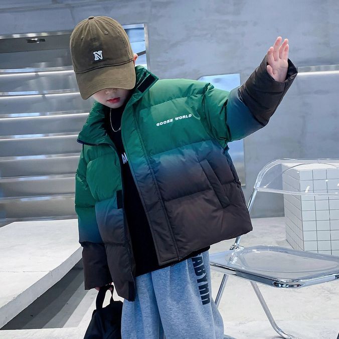 外套儿童加厚男童羽绒服2023新款冬季洋气男孩白鸭绒短款羽绒上衣
