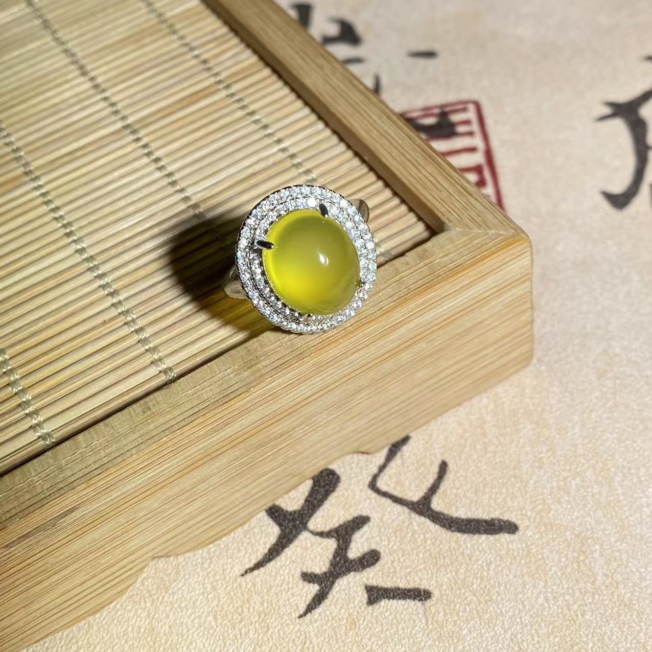 非金属戒指 「福妙轩」明萤戒指｜925银镶嵌｜国风简约古法雕刻