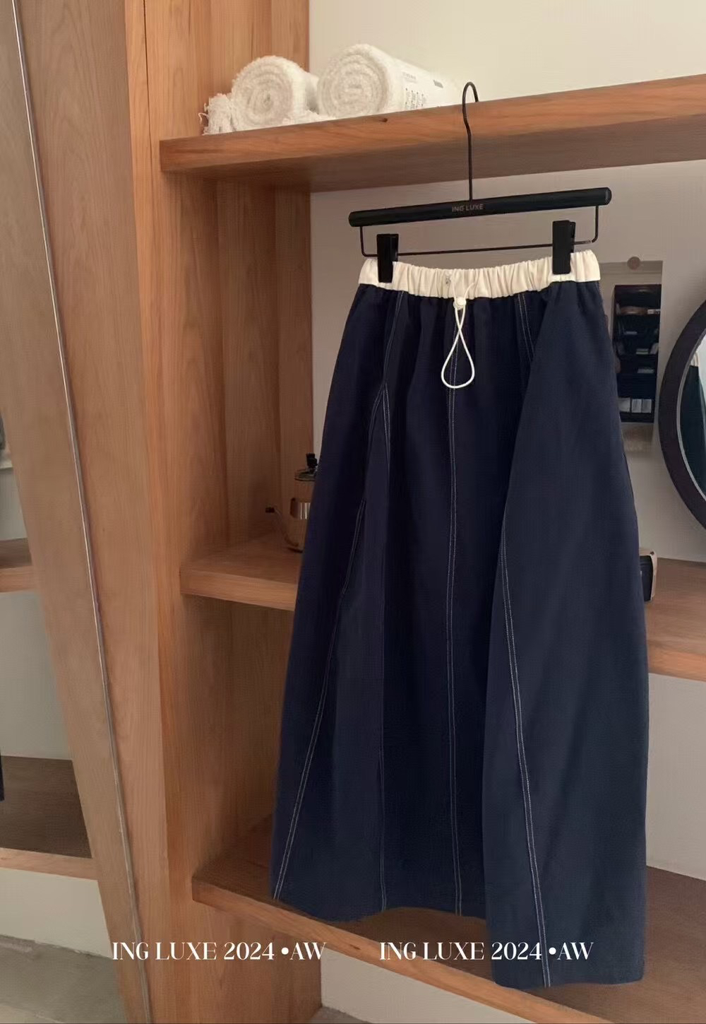 2778韩国博主同款明线立体半裙