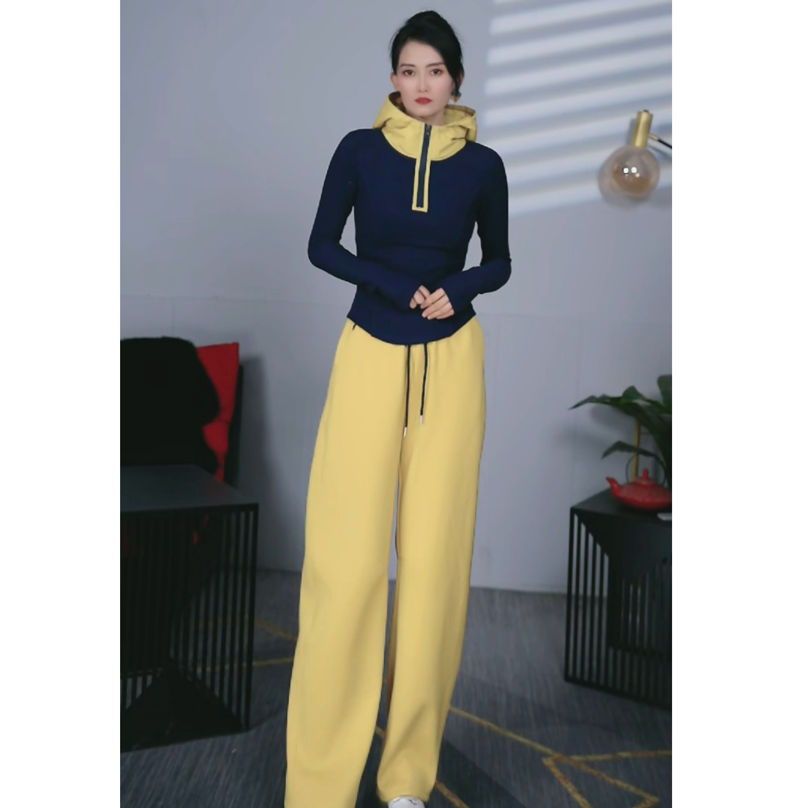 （套装）休闲阔腿显瘦阔腿裤气质运动直筒时尚套装