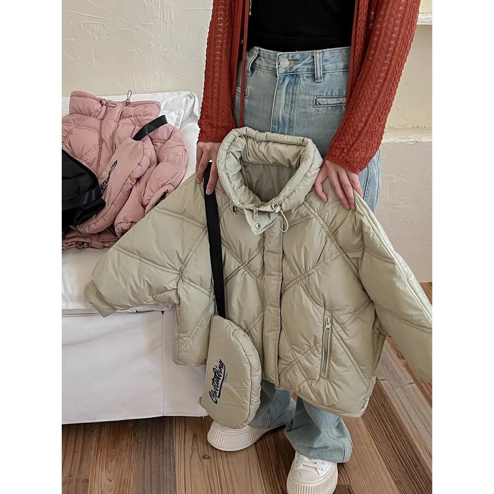 现货韩国童装男女童羽绒服冬季新款韩版加厚白鸭绒短款背包面包服