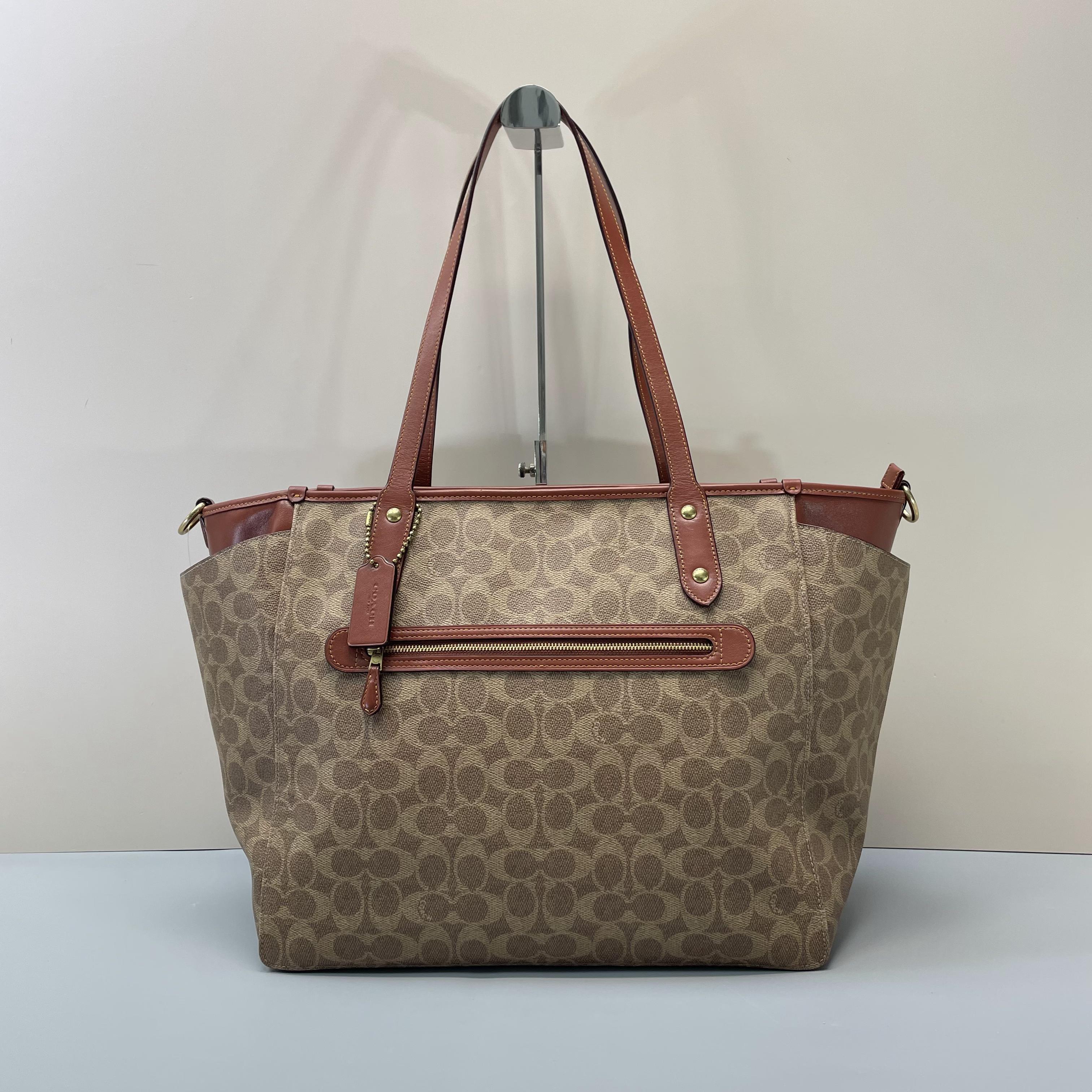 99新 COACH/蔻驰 小林/红棕老花大托特包35*30*19cmA081507
