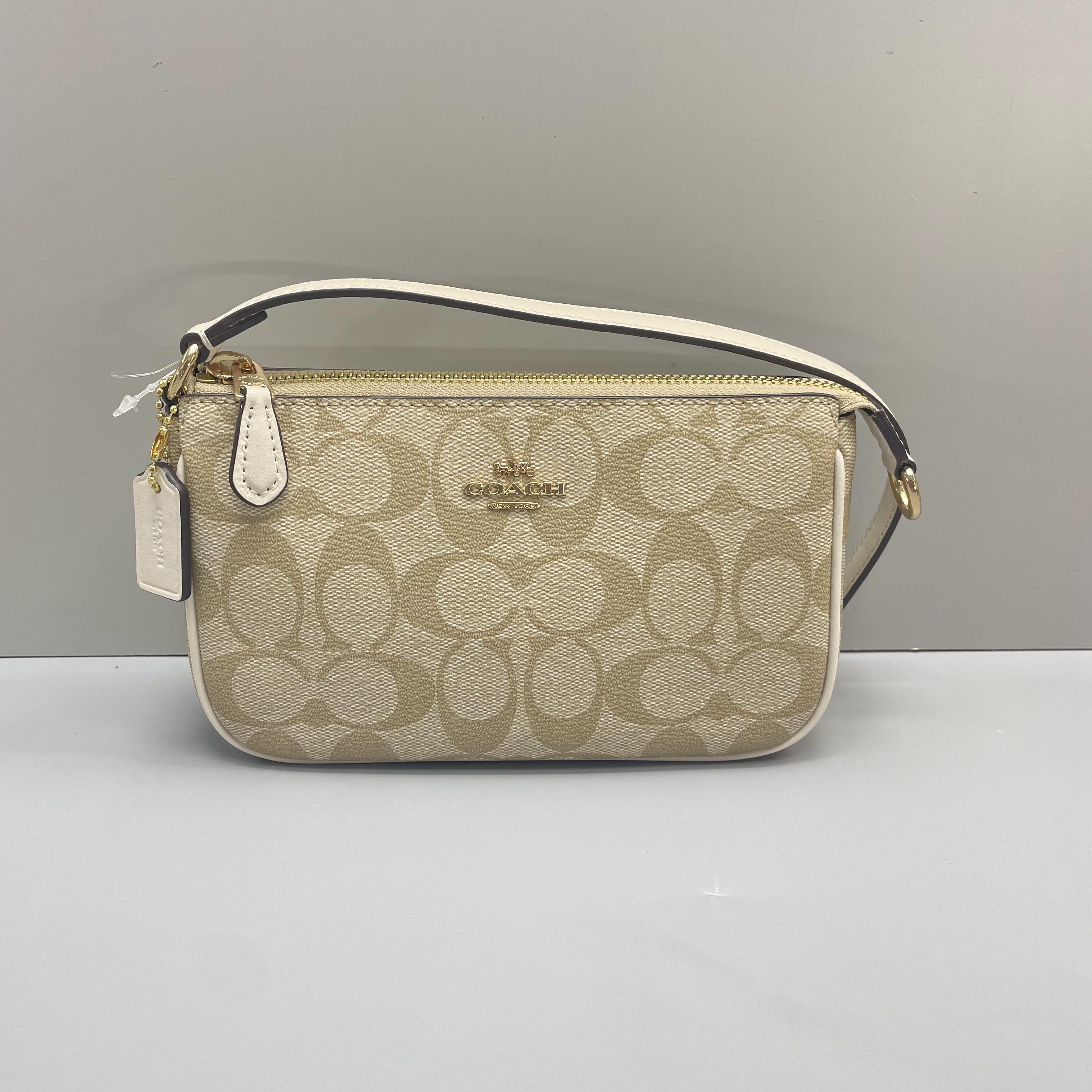 99新 COACH/蔻驰 白拼浅老花麻将包19X11X5cmL082102