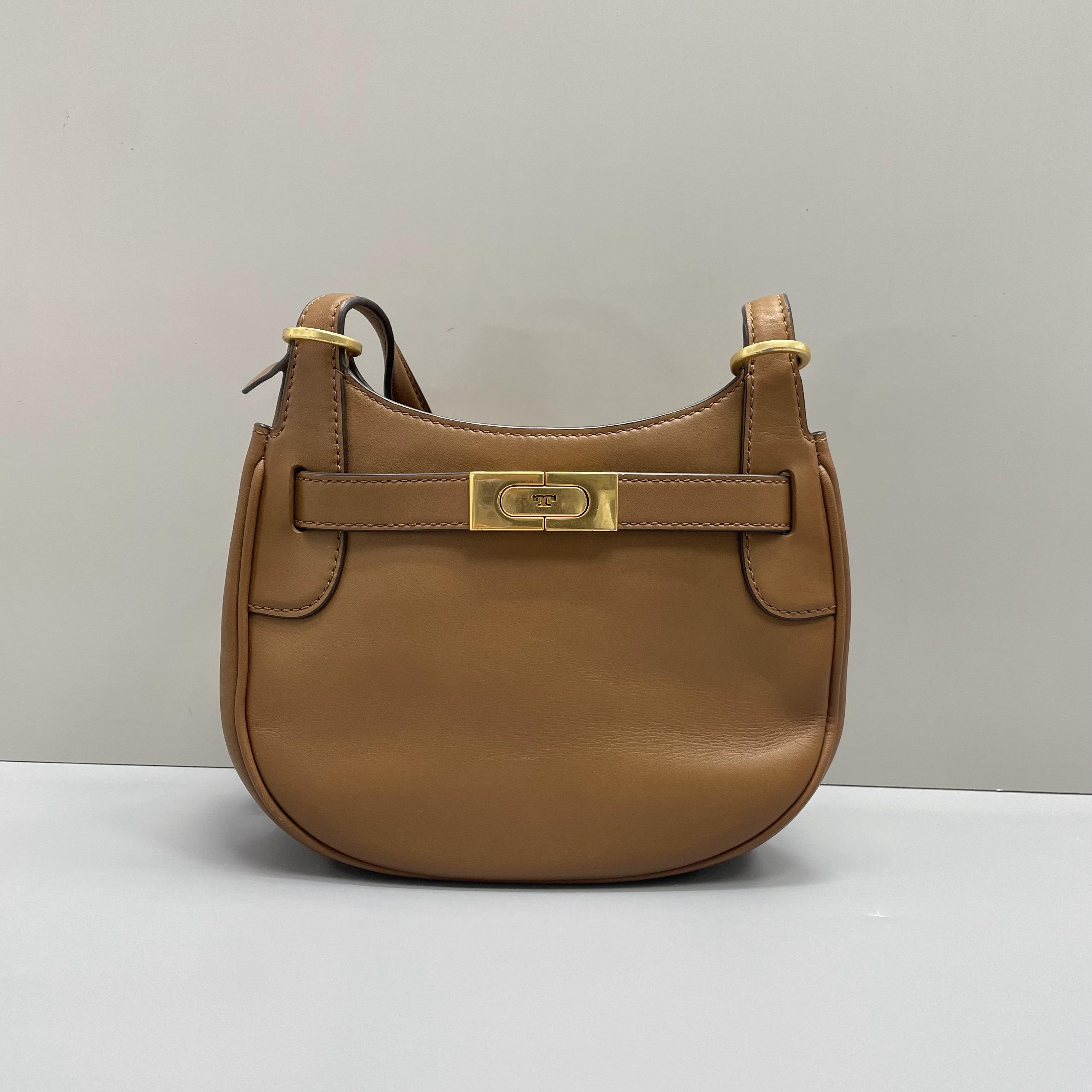 95新 TORY BURCH/汤丽柏琦 小林/lee棕色马鞍包20*15*9cmA070404