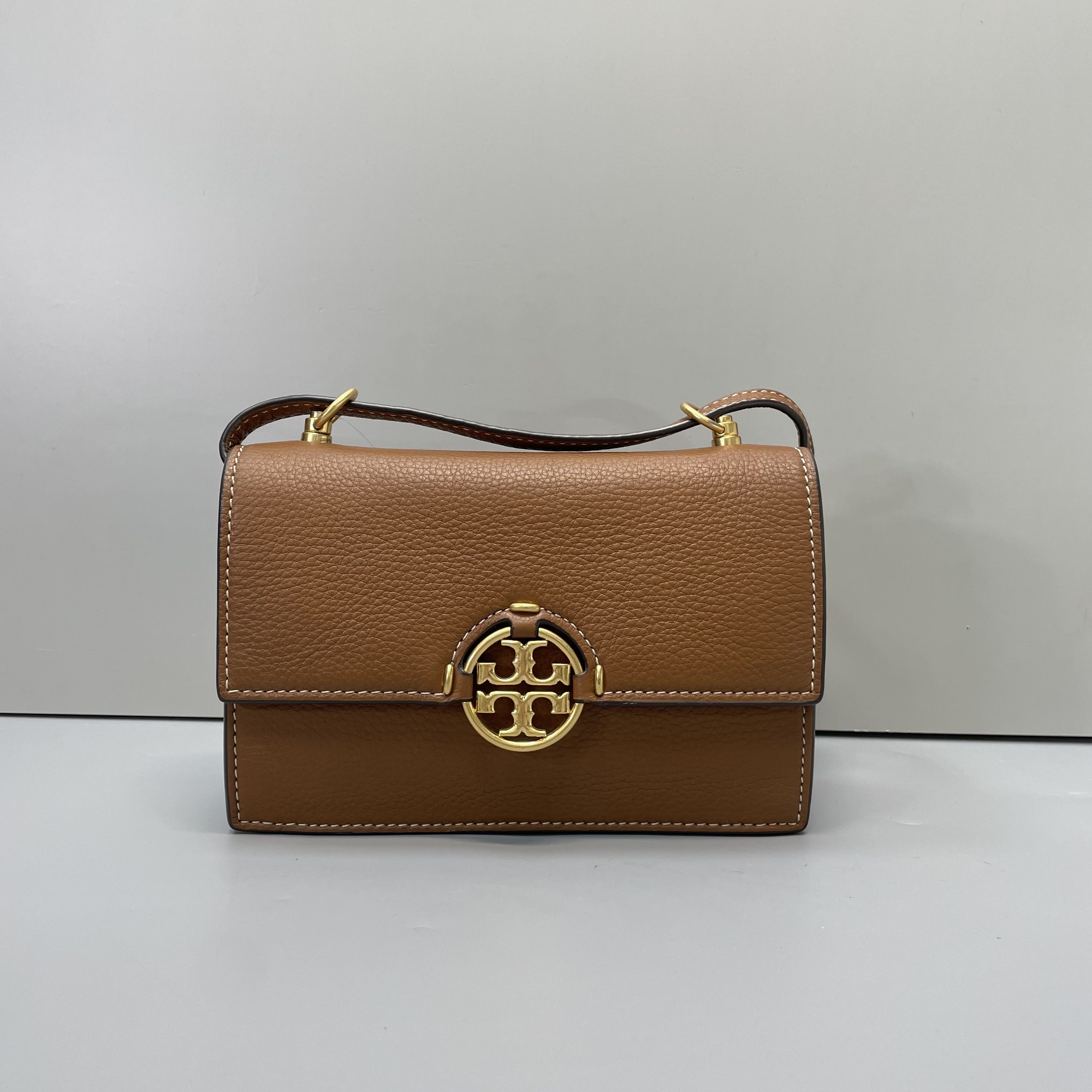 95新 TORY BURCH/汤丽柏琦 小林/miller棕色小号风琴包19*12*6cm