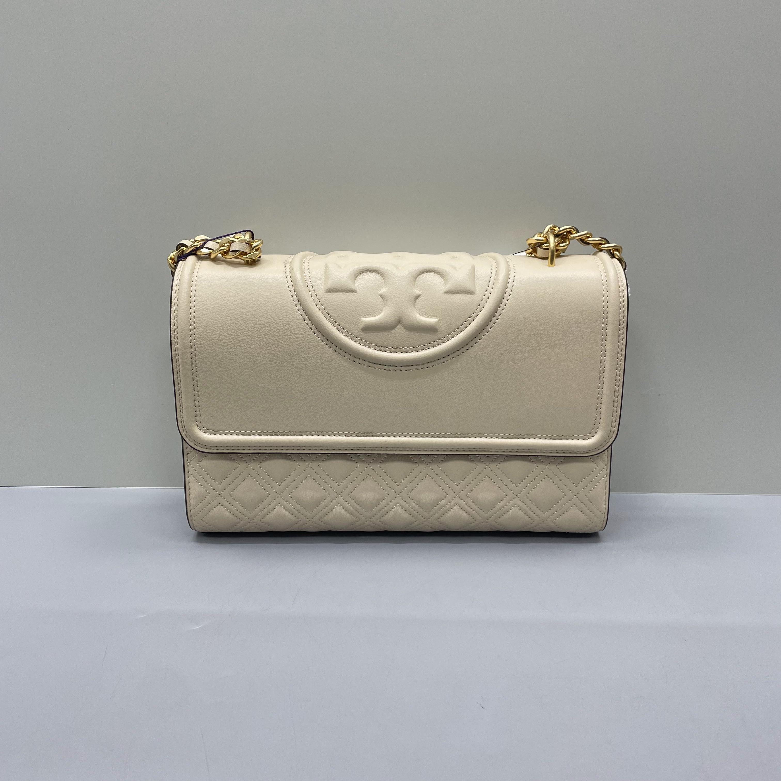99新 TORY BURCH/汤丽柏琦 小林/fleming白色大单肩包27*18*7cmS