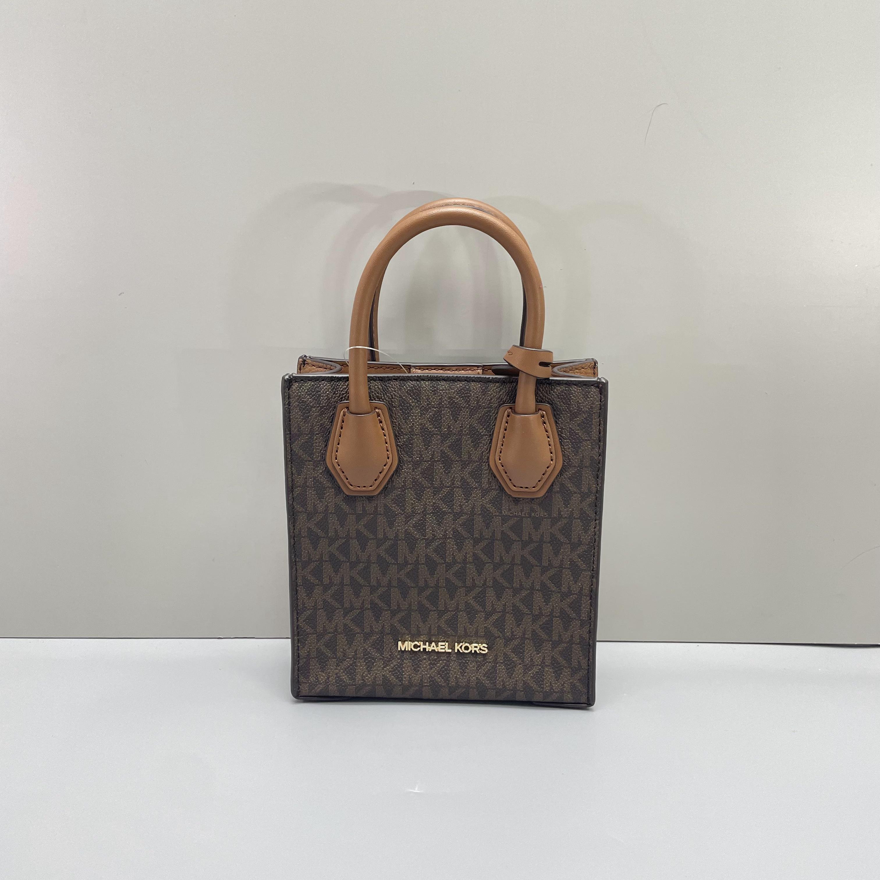 99新 MICHAELKORS/迈克高仕 棕老花琴谱包手提包15X16X6cmM070225