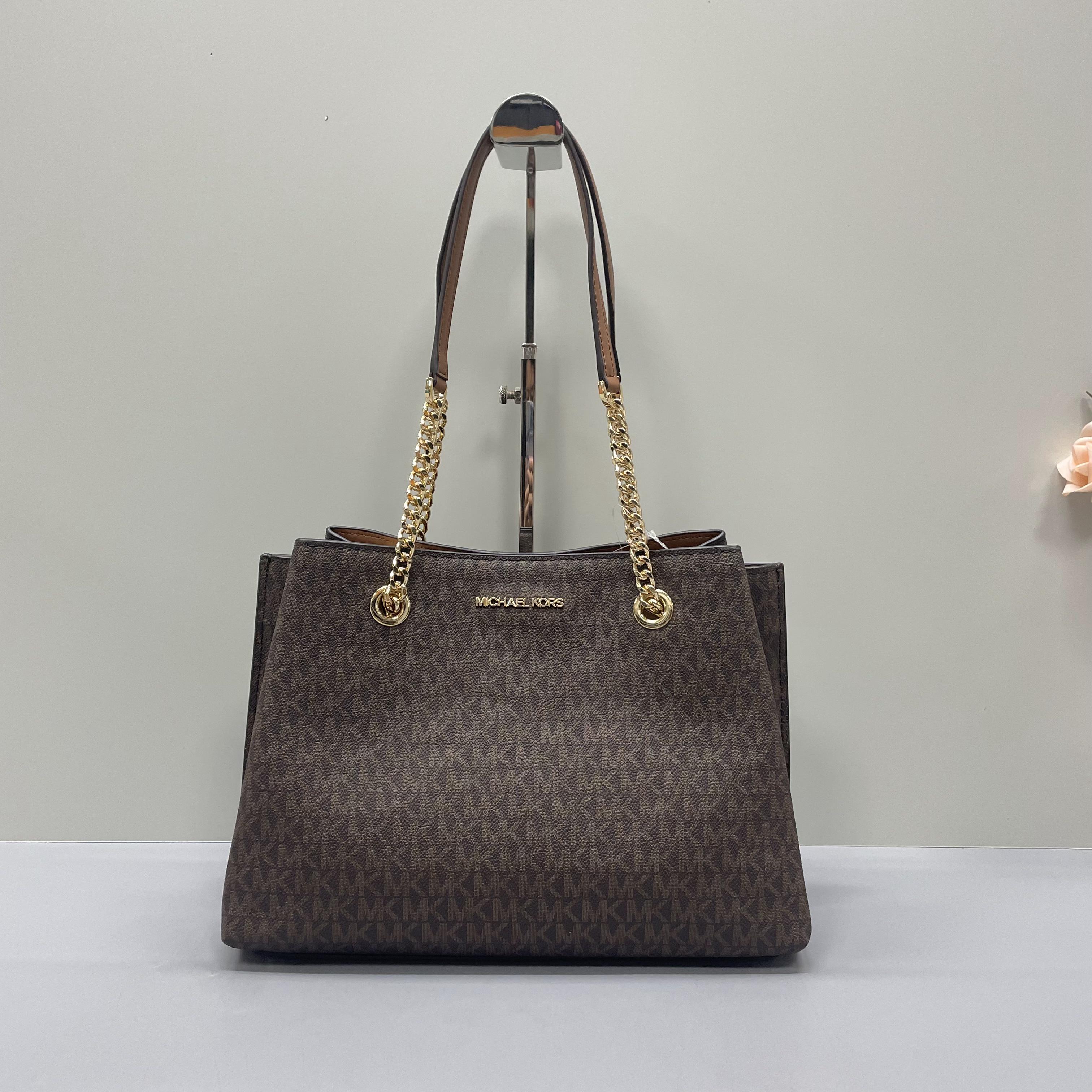 99新 MICHAELKORS/迈克高仕 小丽/棕老花单肩包30*23*13cmA011605