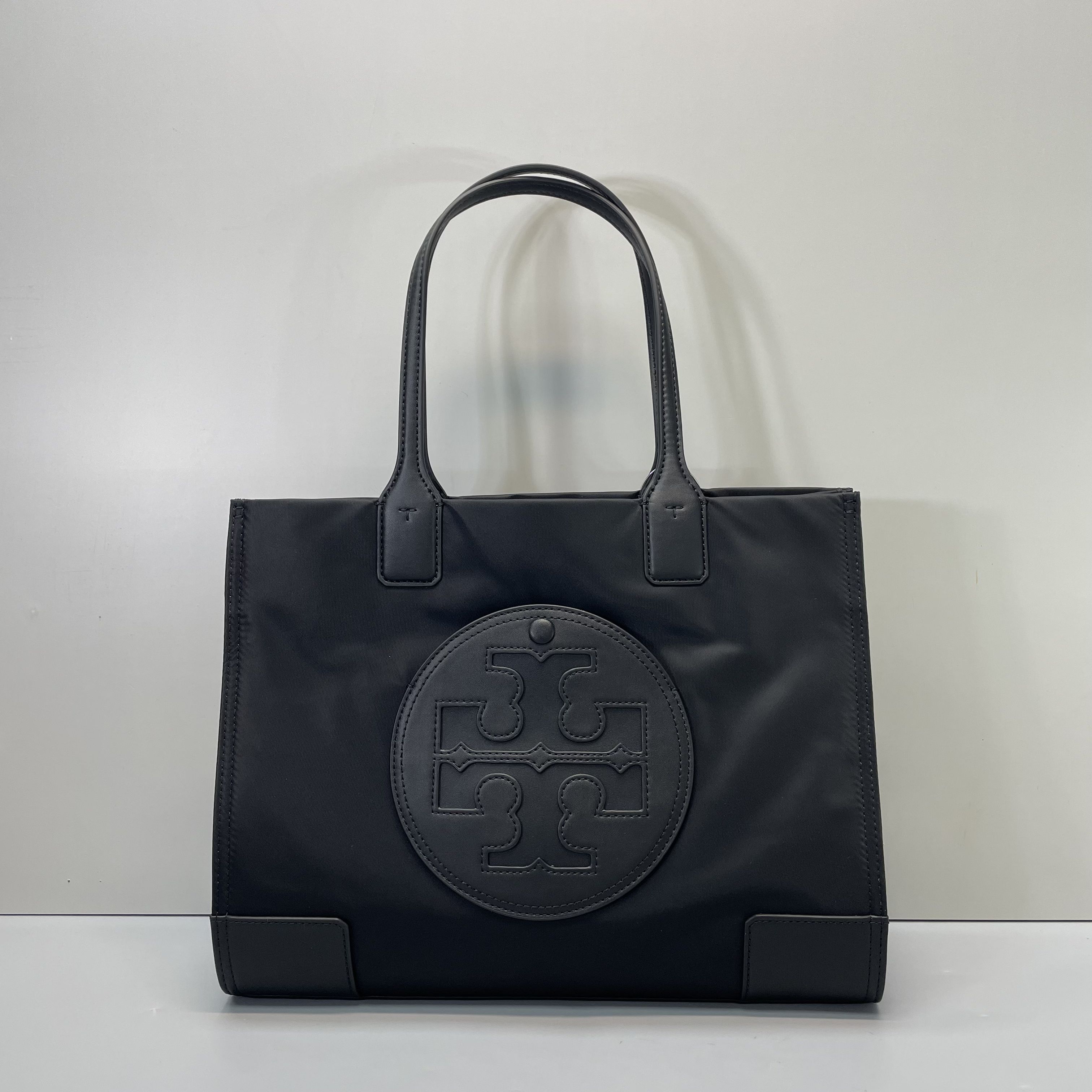 99新 TORY BURCH/汤丽柏琦 ella黑色中号托特包34*27*10cmM031320