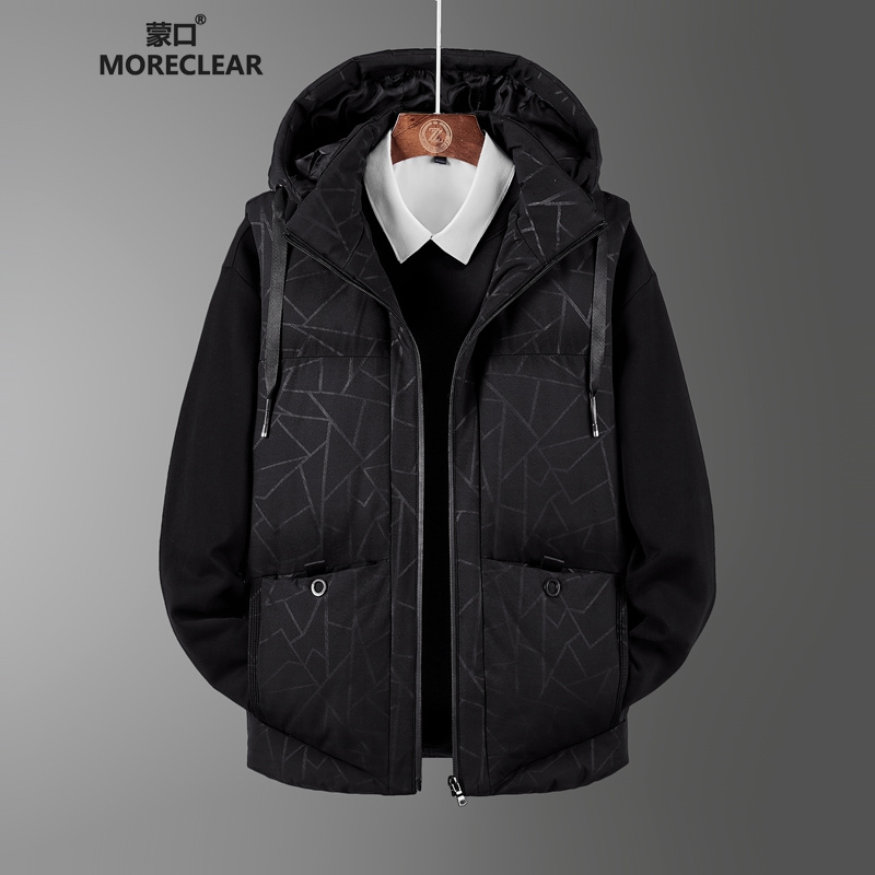蒙口马甲MORECLEAR男士冬季韩版潮流连帽时尚休闲情侣款坎肩外套