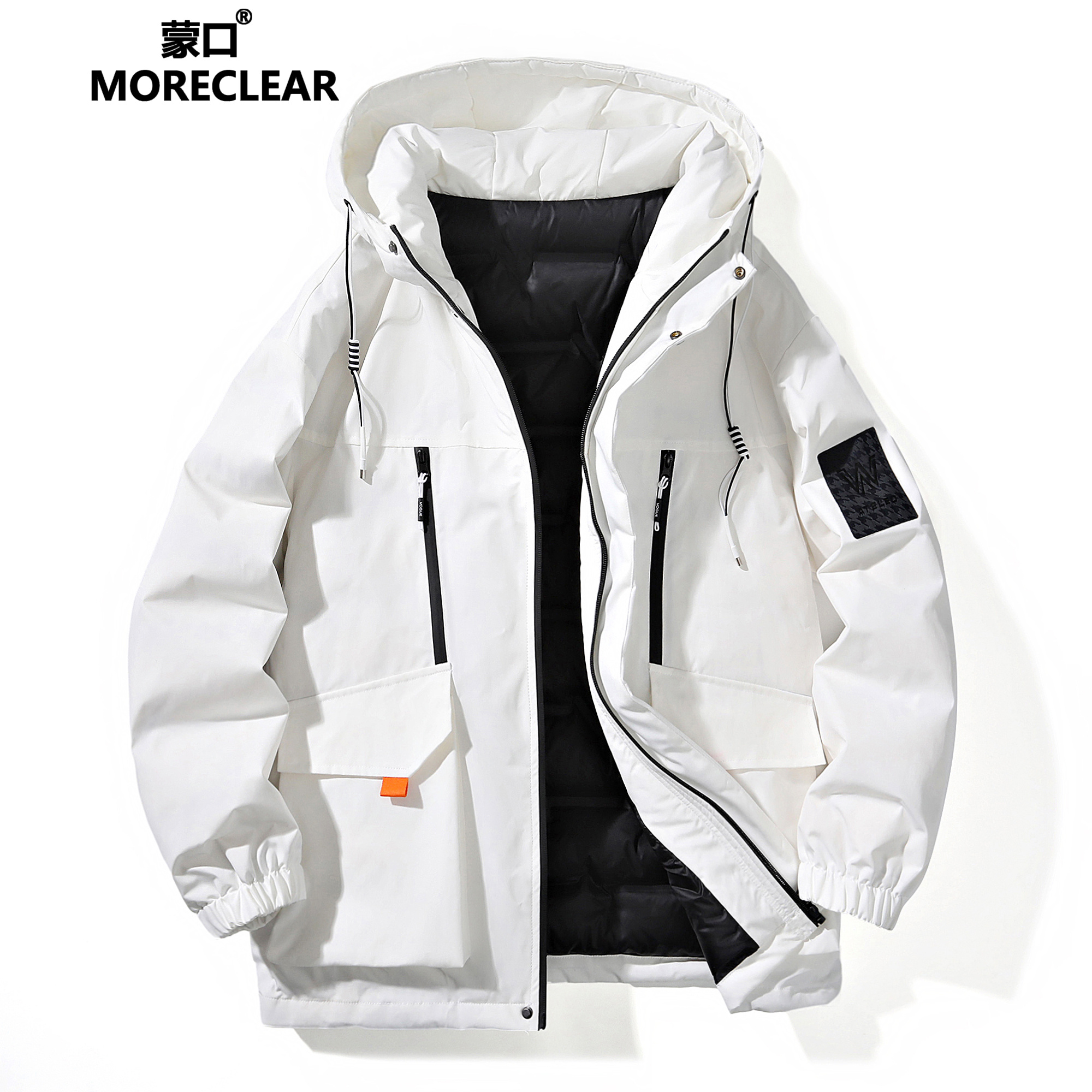 蒙口羽绒服MORECLEAR冬季男士潮流宽松连帽加厚保暖防风冬装上衣