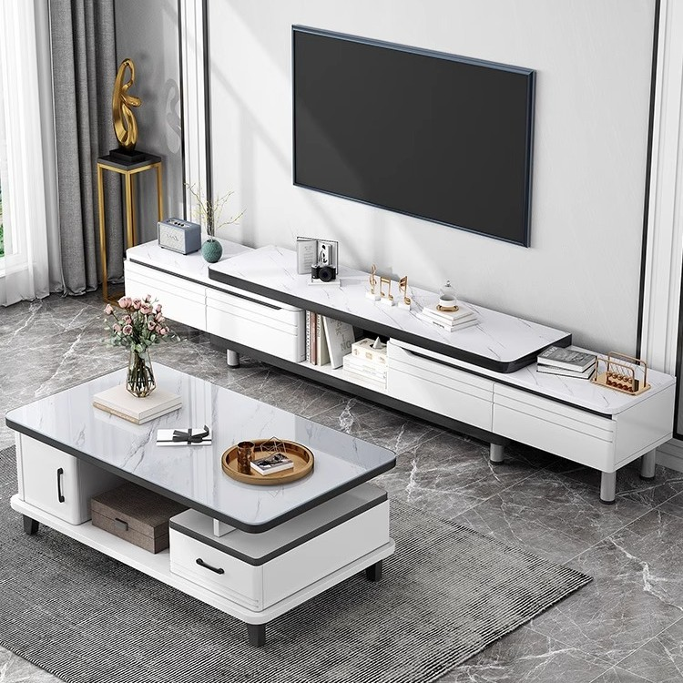 【绿洲家具】电视柜落地可伸缩储物电视柜简约客厅家用茶几组合款