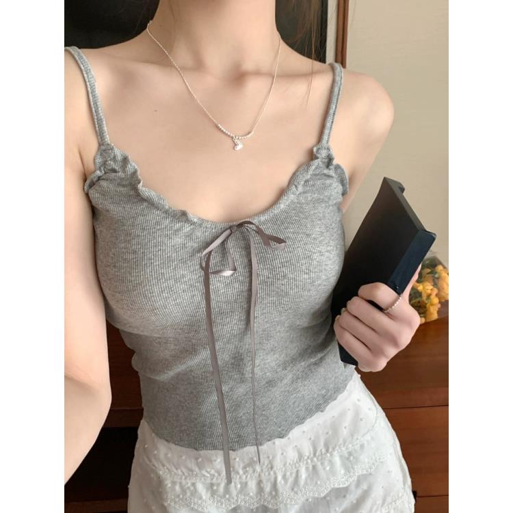 SL时尚轻奢高级蝴蝶结气质网红时尚背心夏季薄款慵懒风韩版小吊带